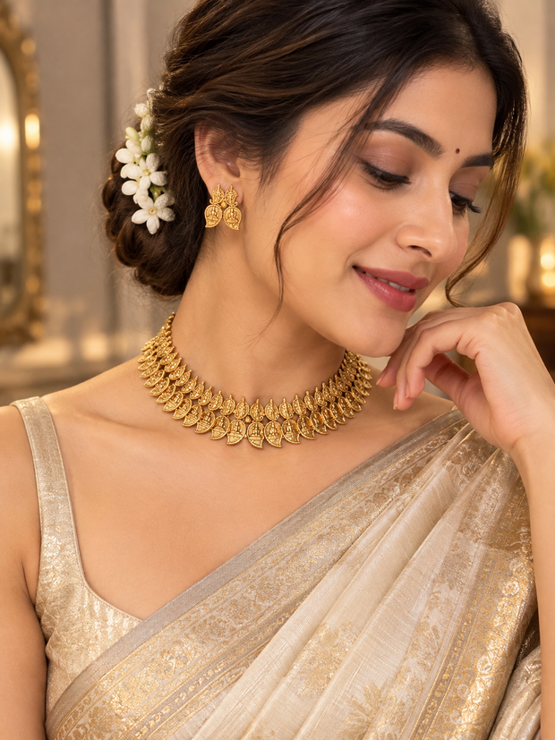 Lakshmi Coin Antique Gold Choker Set
