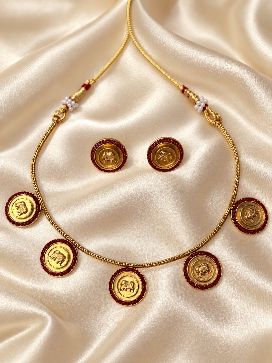 Antique Elephant Coin Necklace Set