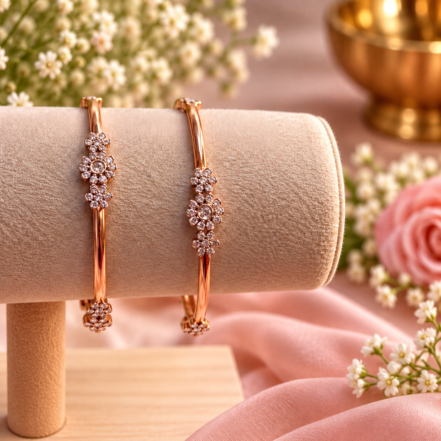 Premium Diamond Replica Floral Bangles