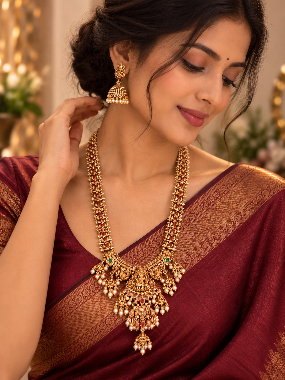 Temple Lakshmi Nakshi Bridal Haram Set