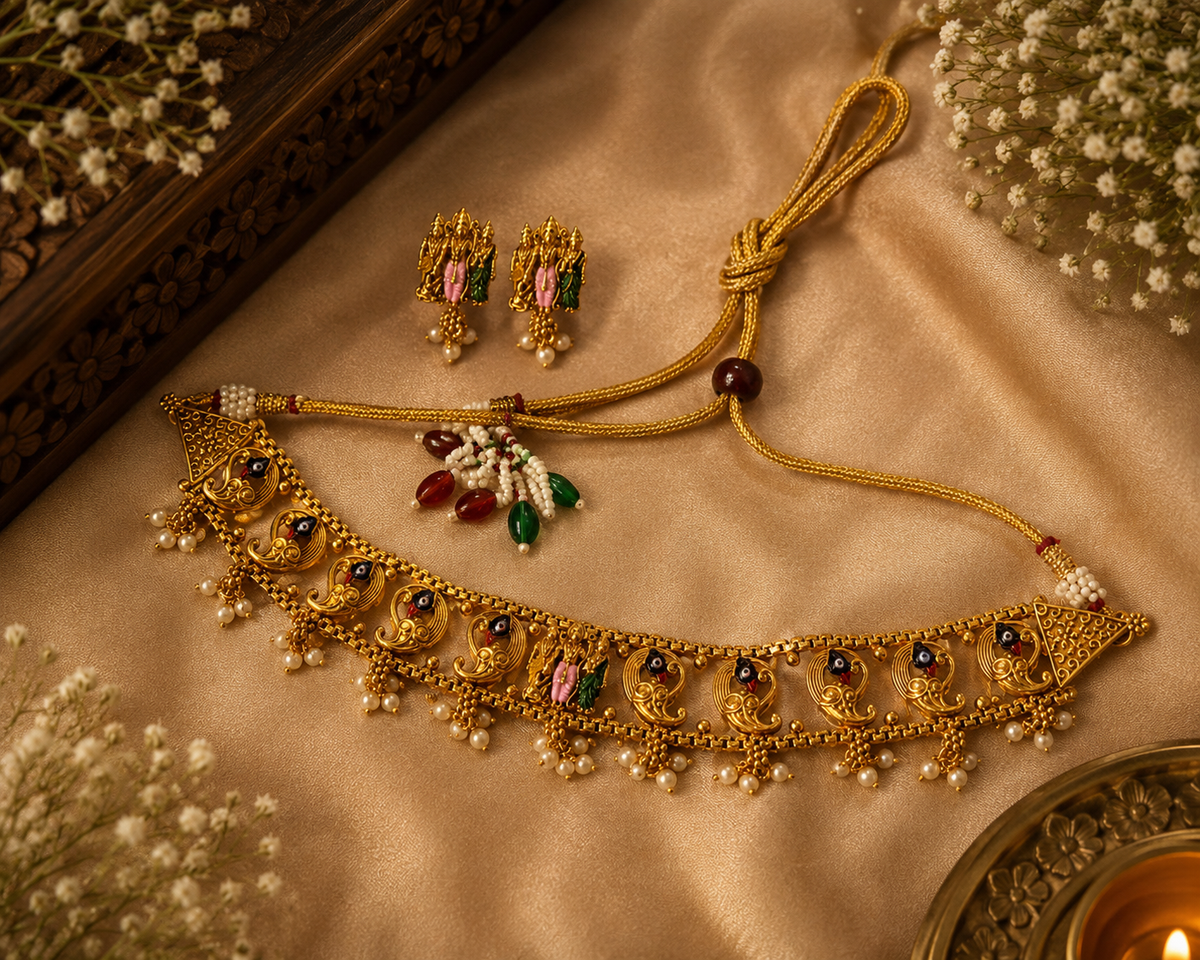 Ramar Seetha Temple Choker Set with Matching Earrings