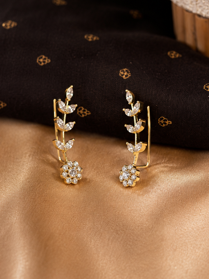 Floral Vine Crystal Ear Cuff