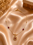 Ruby Pearl Drop Pendent Invisible Chain