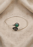 Adjustable German Silver Green Stone Bracelet