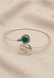 Adjustable German Silver Green Stone Om Bracelet