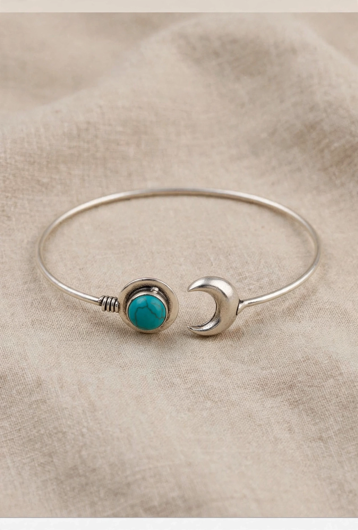 Adjustable German Silver Turquoise Moon Bracelet
