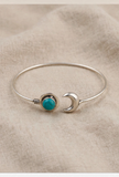 Adjustable German Silver Turquoise Moon Bracelet