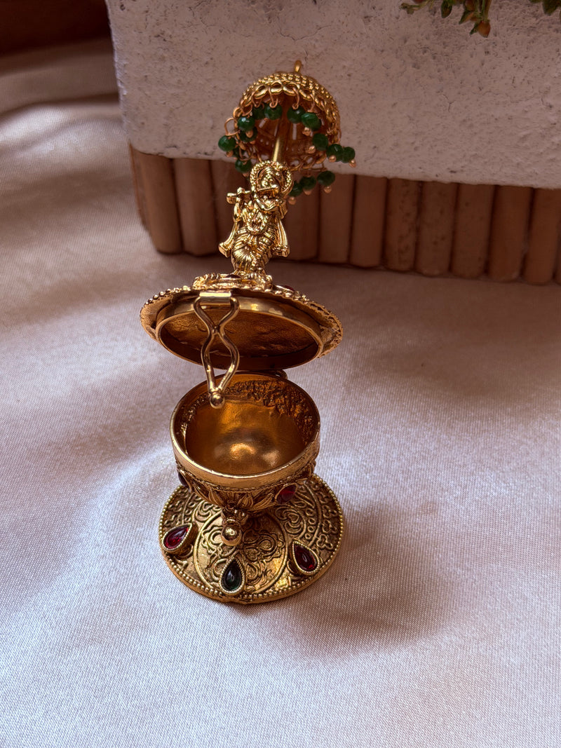 Antique Krishna with Flute Decorative Sindoor Box