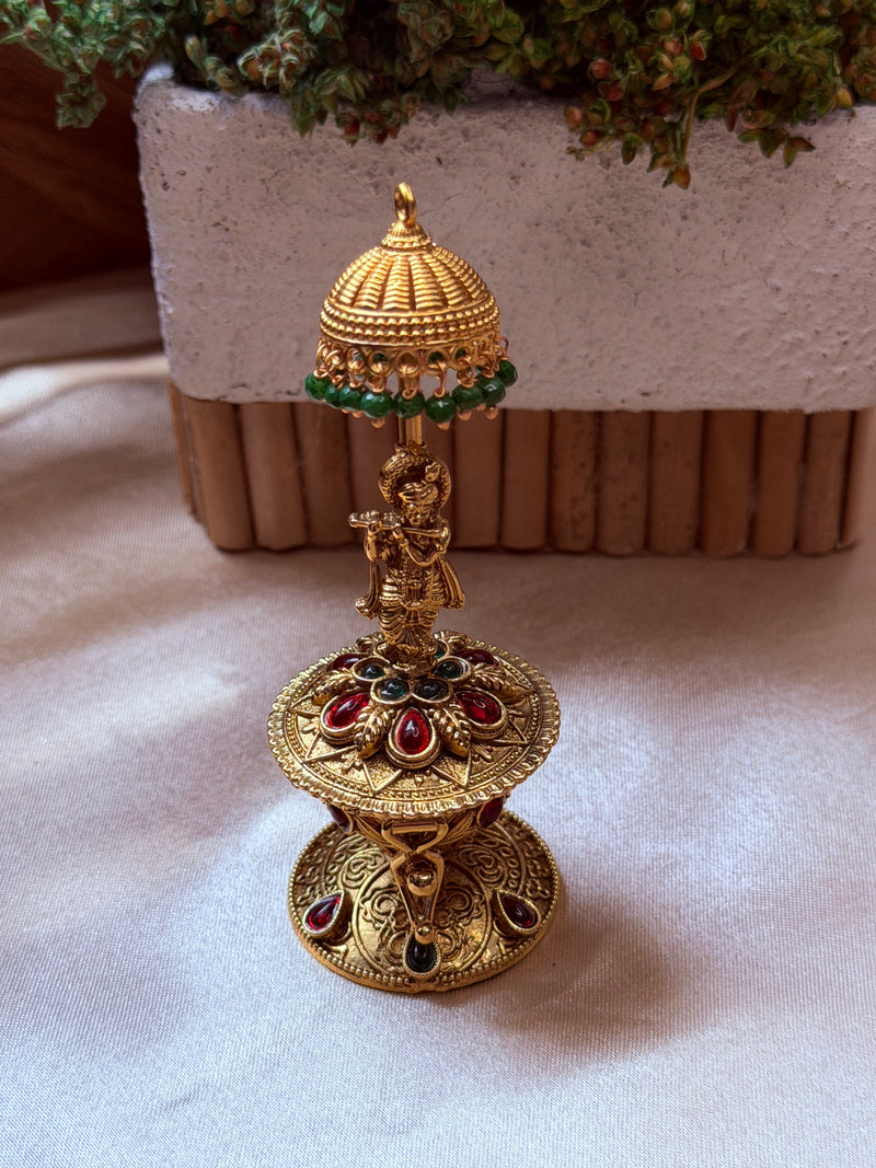 Antique Krishna with Flute Decorative Sindoor Box