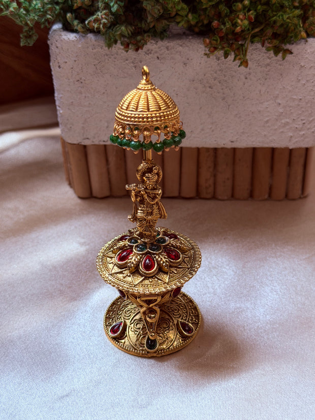 Antique Krishna with Flute Decorative Sindoor Box