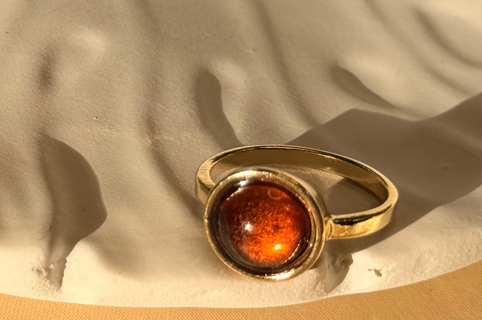 Elegant Amber Stone Gold Ring ✨