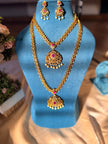 Elegant Ruby Stone Long Necklace Set