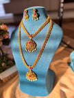 Elegant Ruby Stone Long Necklace Set