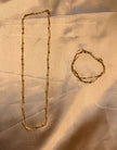 Elegant Gold Beaded Chain & Bracelet Set