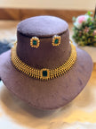 Emerald Beaded Choker Necklace Set