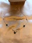 Maroon Beaded  Pearl Drop Invisible Chain
