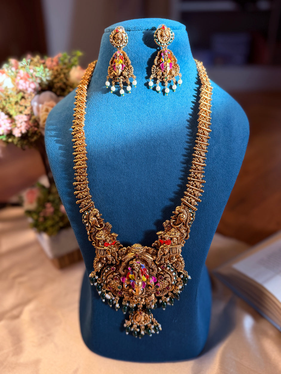 Grand Antique Bridal Temple Short and Long Haram Set