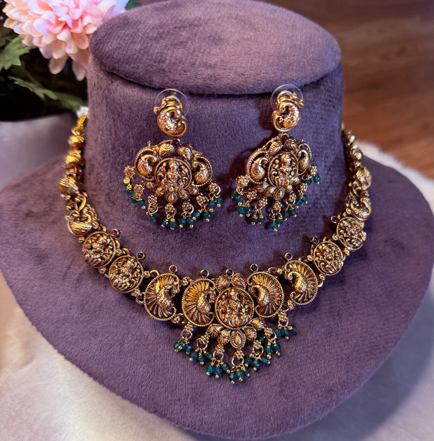 Antique Lakshmi Peacock Necklace Set