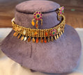 Antique Ruby Green Floral Coin Choker Set