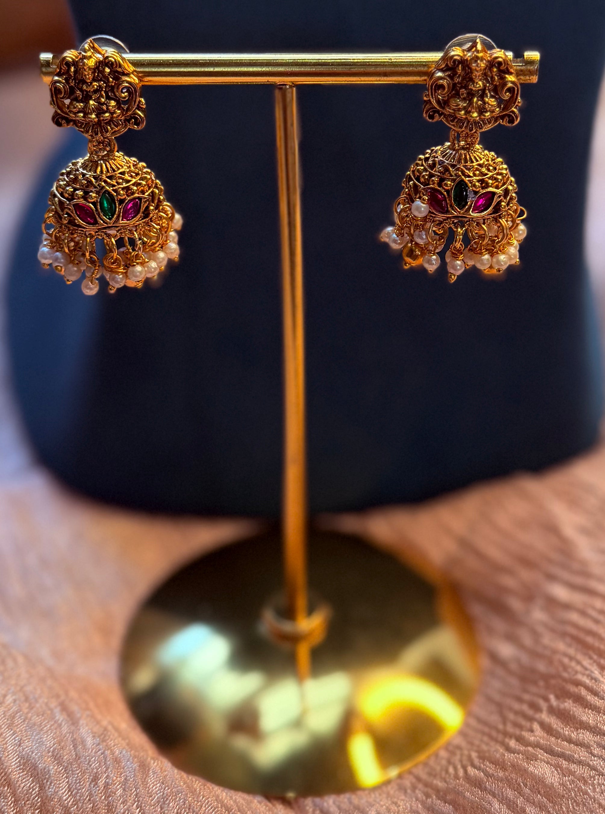 Divine Lakshmi Temple Necklace & Jhumka Set