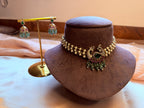 Emerald Peacock Silver-Tone Choker Set