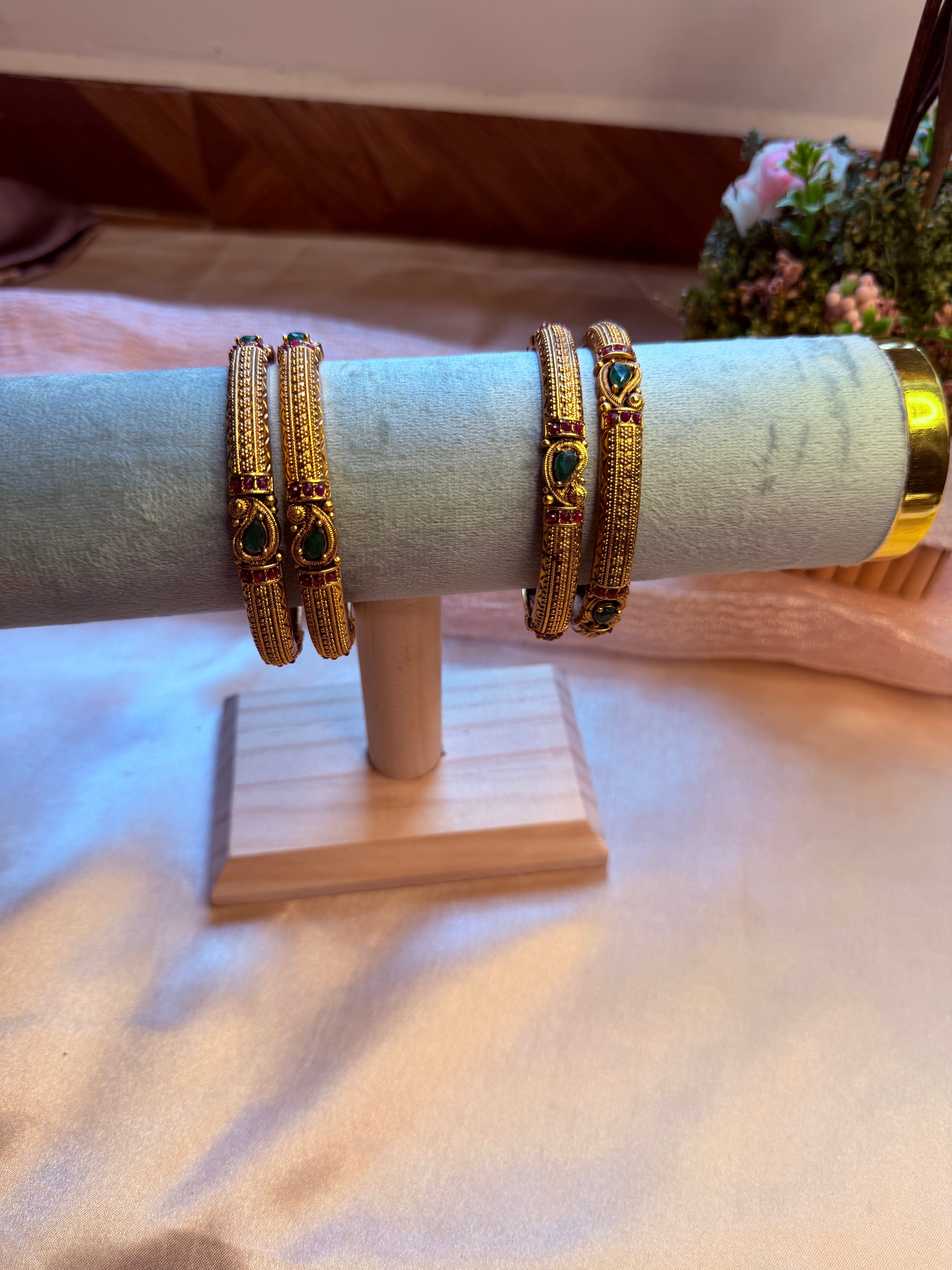 Antique Emerald & Ruby Drop Bangles