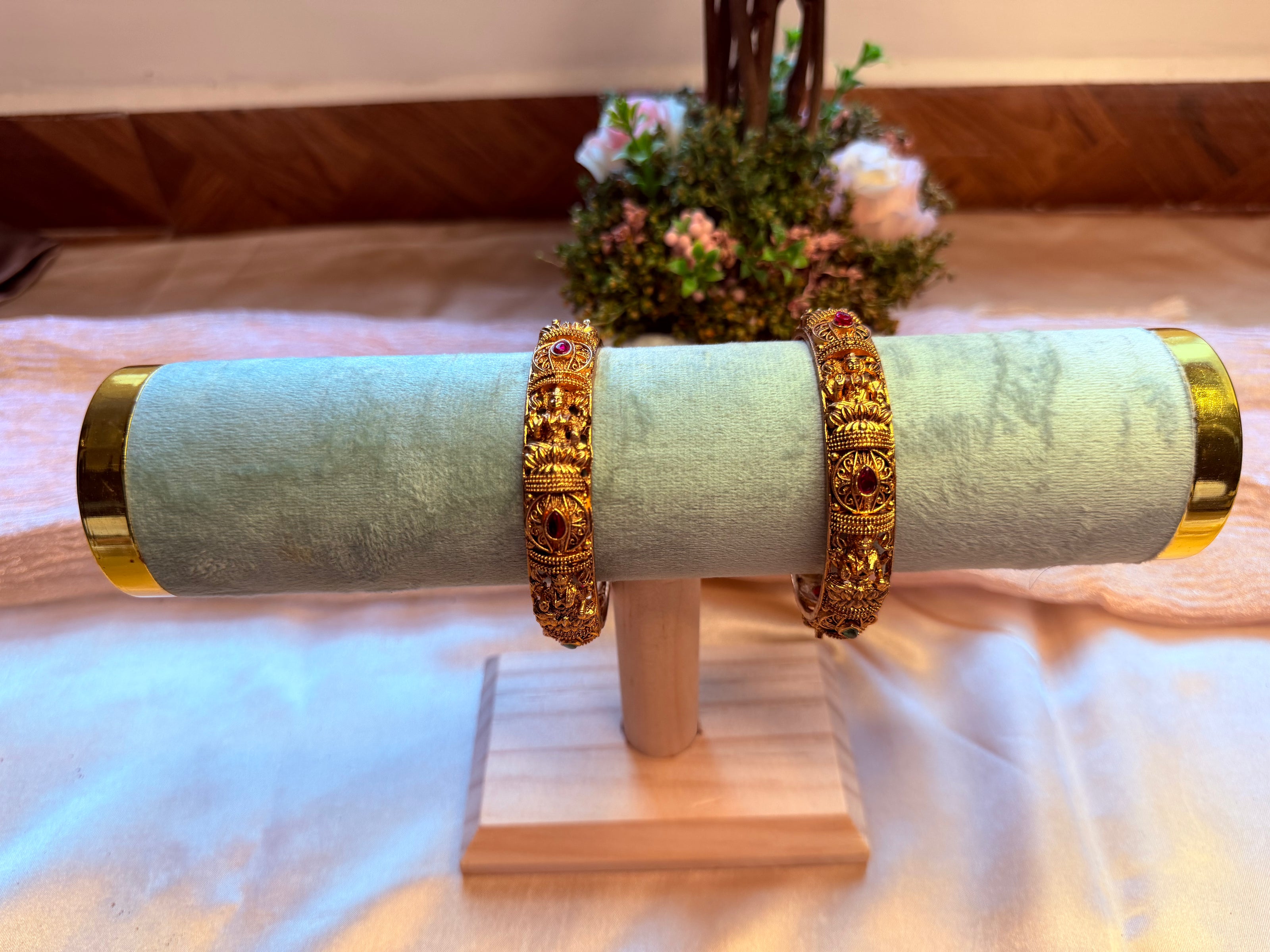 Antique Ruby Temple Design Bangles