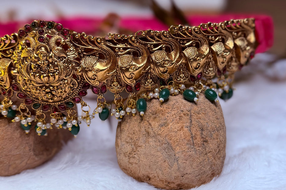 Premium Antique Lakshmi Peacock Hip Belt
