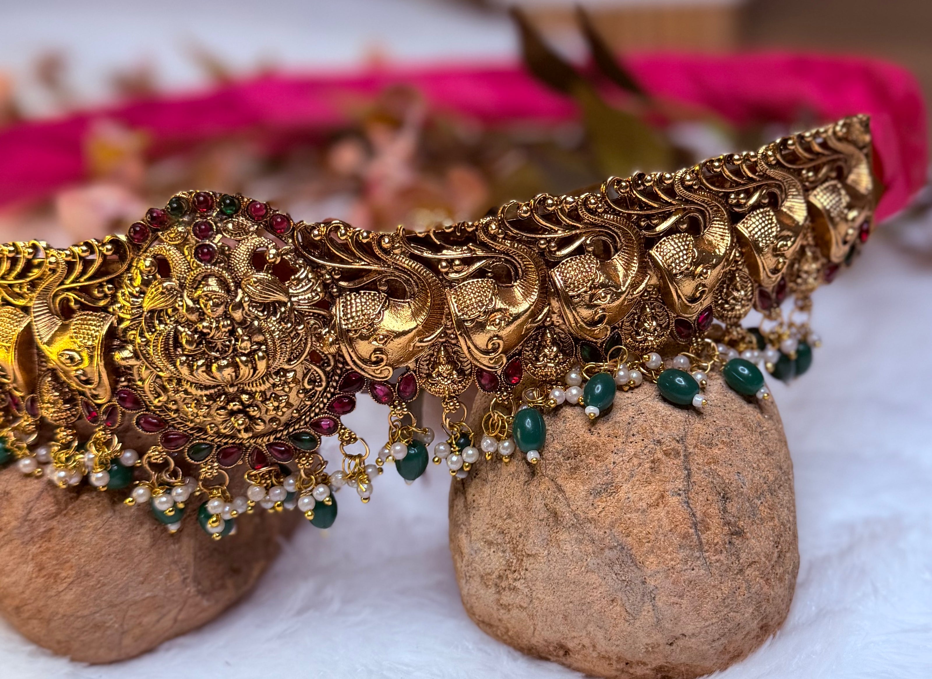 Premium Antique Lakshmi Peacock Hip Belt