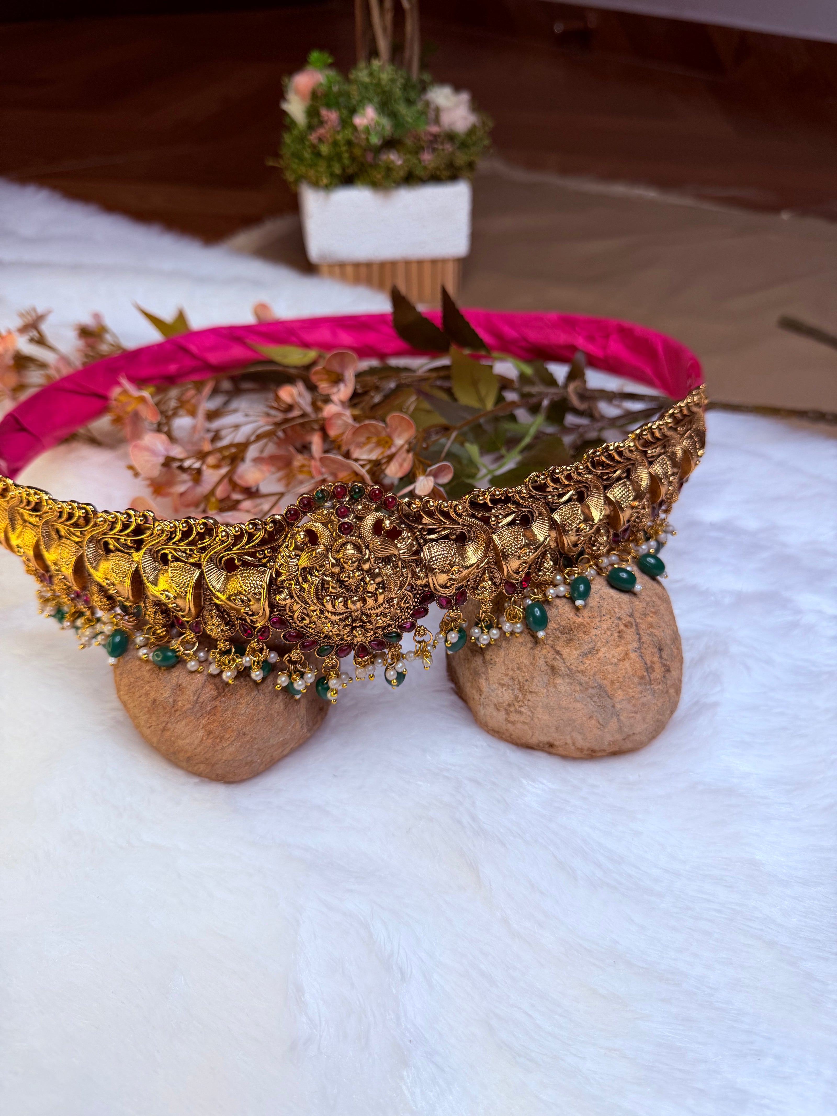 Premium Antique Lakshmi Peacock Hip Belt