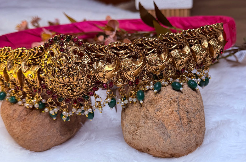 Premium Antique Lakshmi Peacock Hip Belt
