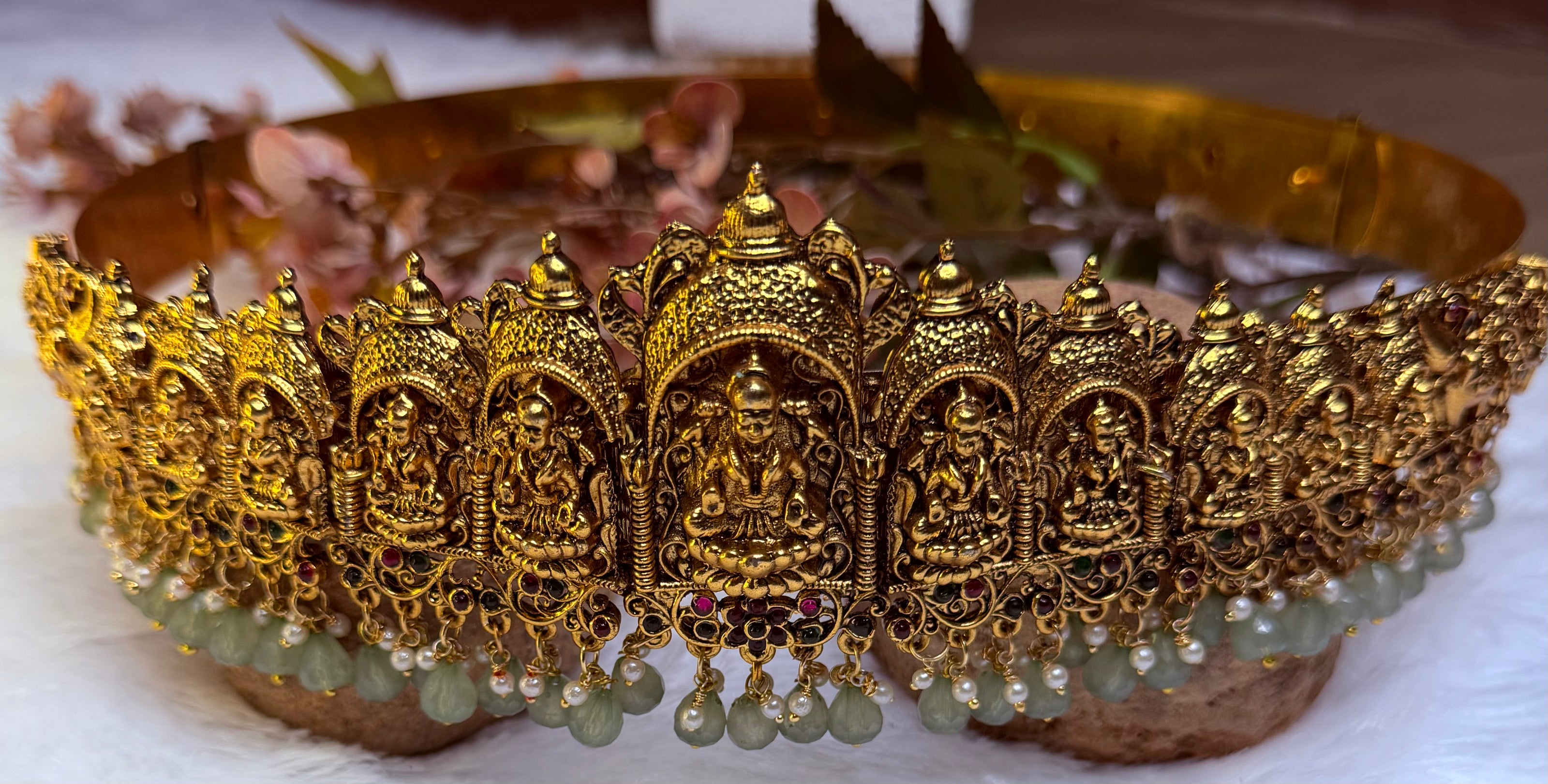 Lakshmi Temple Antique Gold Hip Belt ✨
