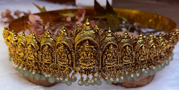 Lakshmi Temple Antique Gold Hip Belt ✨