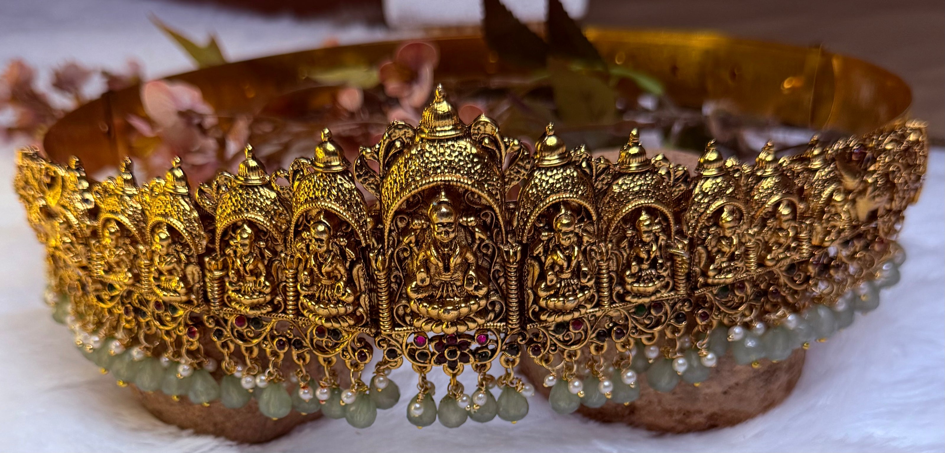 Lakshmi Temple Antique Gold Hip Belt ✨