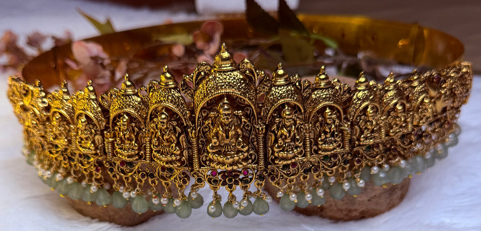 Lakshmi Temple Antique Gold Hip Belt ✨