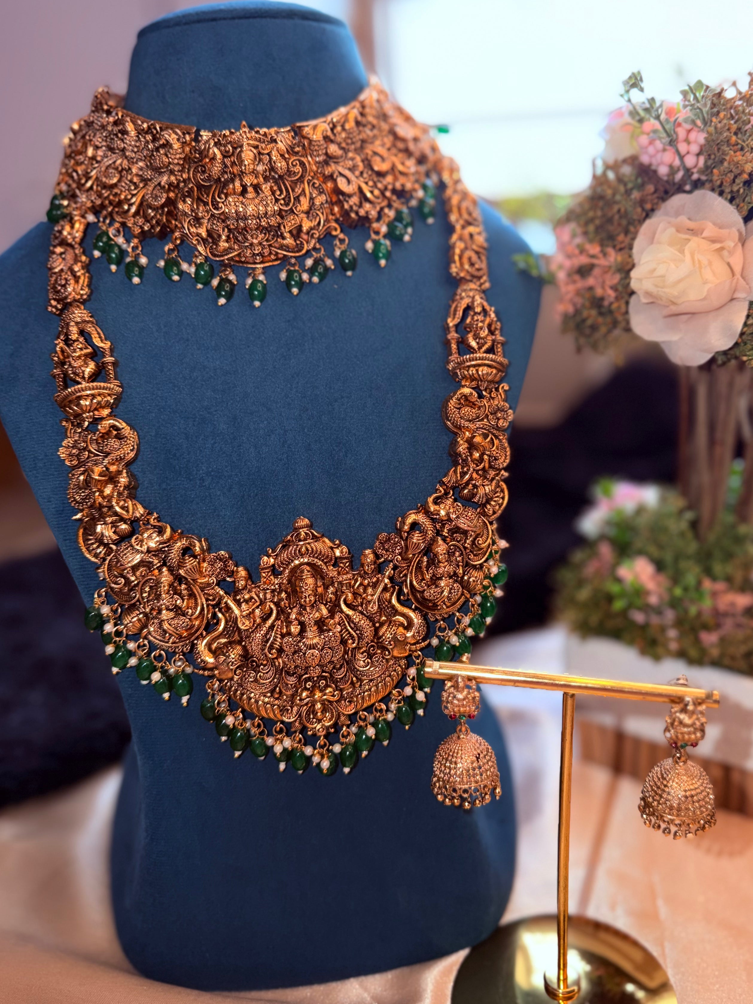 Grand Lakshmi Peacock Temple Jewellery Set