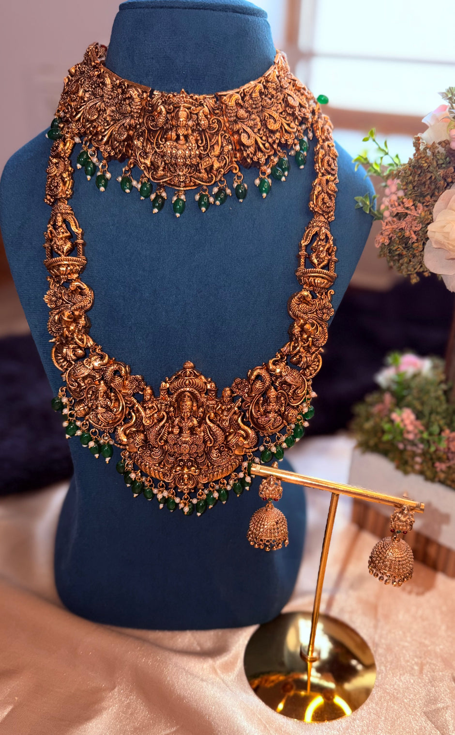 Grand Lakshmi Peacock Temple Jewellery Set