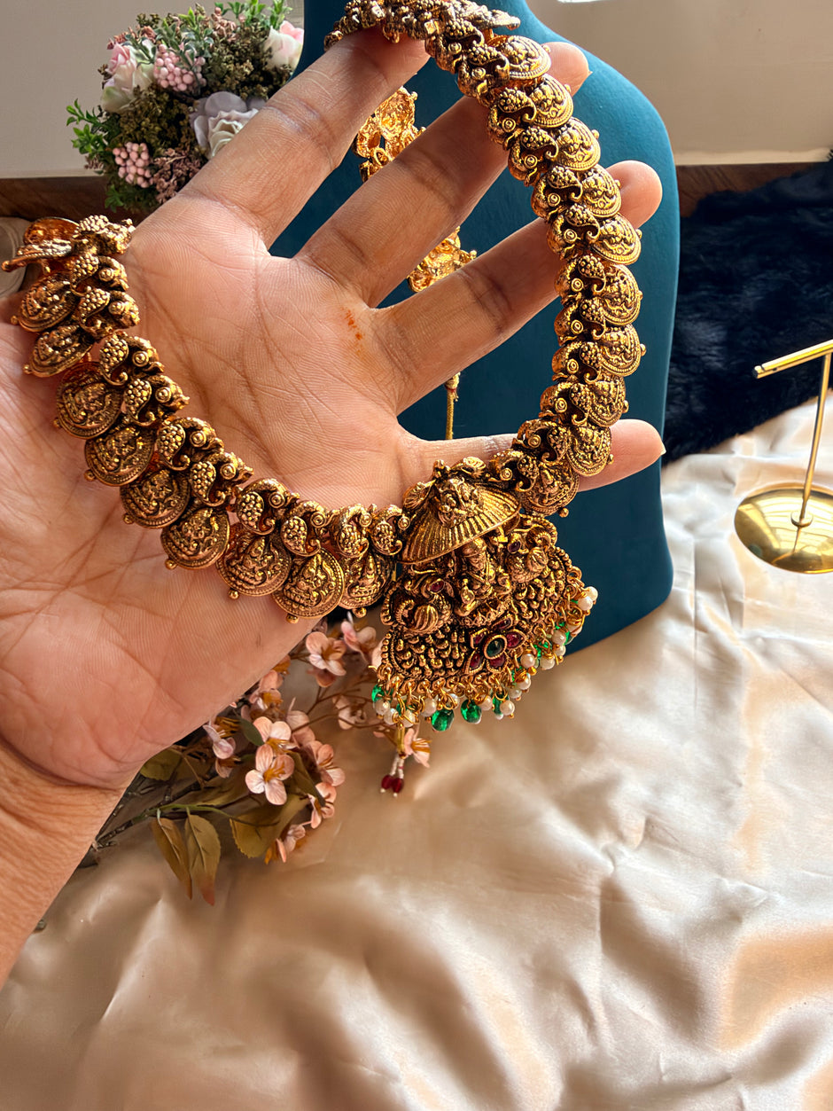 Grand Lakshmi Coin Haram and Necklace Set