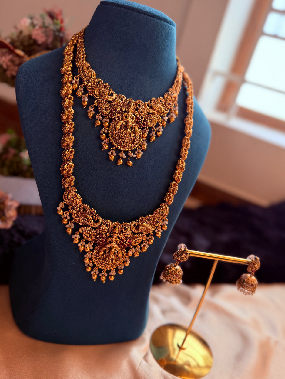 Grand Peacock Temple Jewellery Set