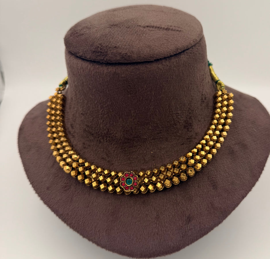 Antique Gold Beaded Traditional Choker