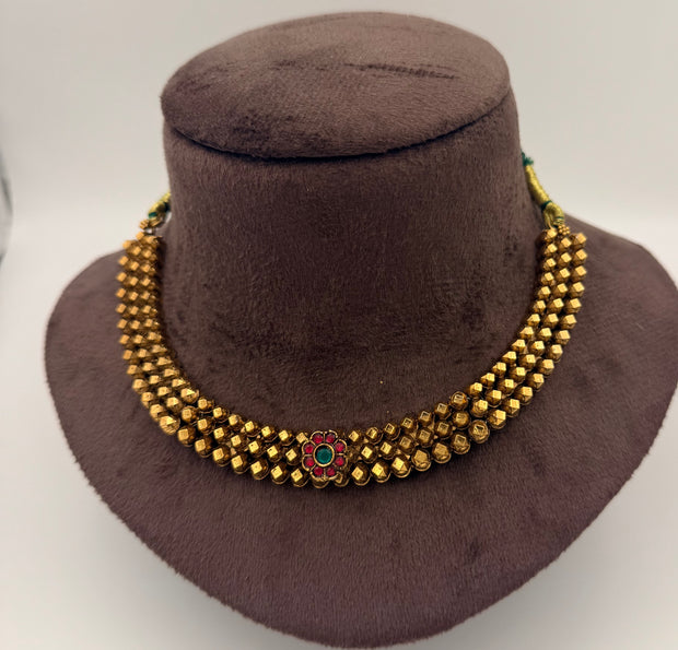 Antique Gold Beaded Traditional Choker
