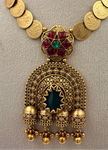 Antique Gold Coin Necklace with Temple Pendant
