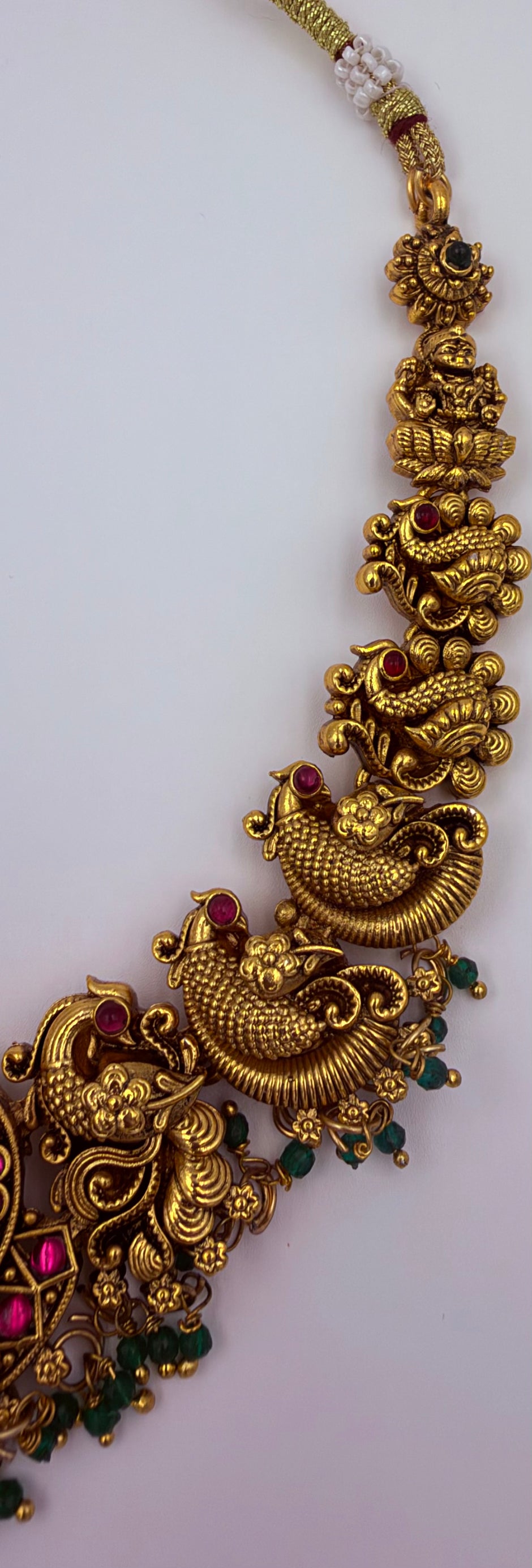 Antique Gold Lakshmi Peacock Temple Necklace Set