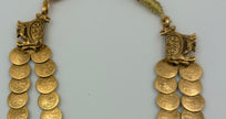 Antique Gold Coin Necklace with Red Pendant