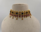 Antique Gold Choker with Ruby and Emerald Stones