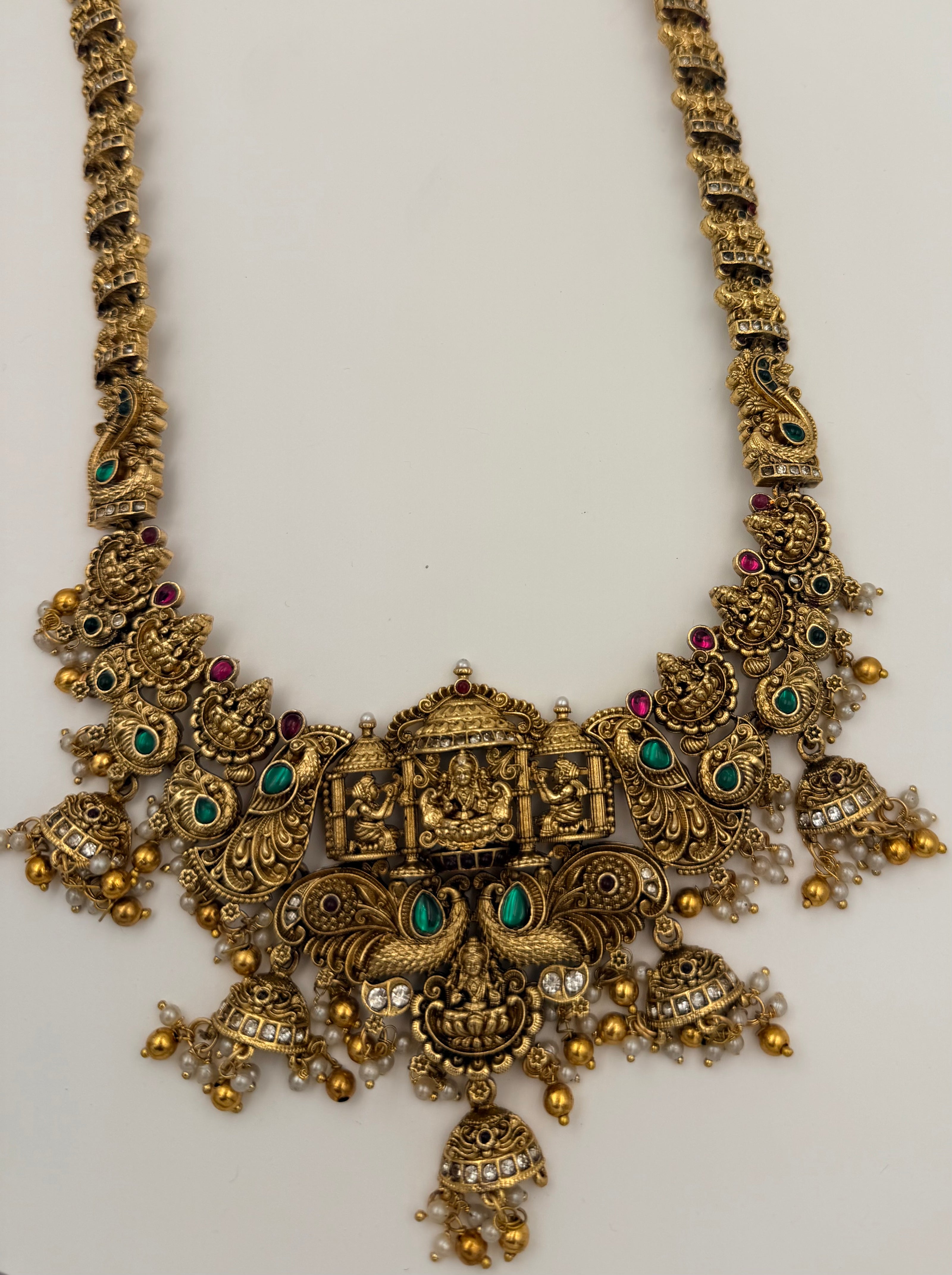 Antique Gold Lakshmi Bridal Haram Set with Matching Earrings