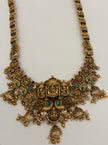 Antique Gold Lakshmi Bridal Haram Set with Matching Earrings
