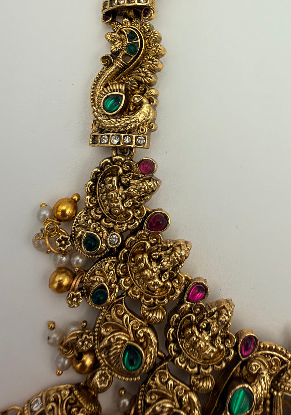 Antique Gold Lakshmi Bridal Haram Set with Matching Earrings