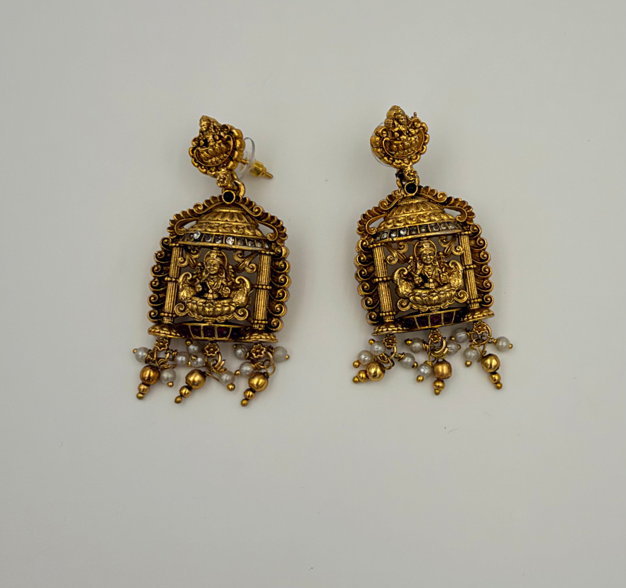 Antique Gold Lakshmi Bridal Haram Set with Matching Earrings