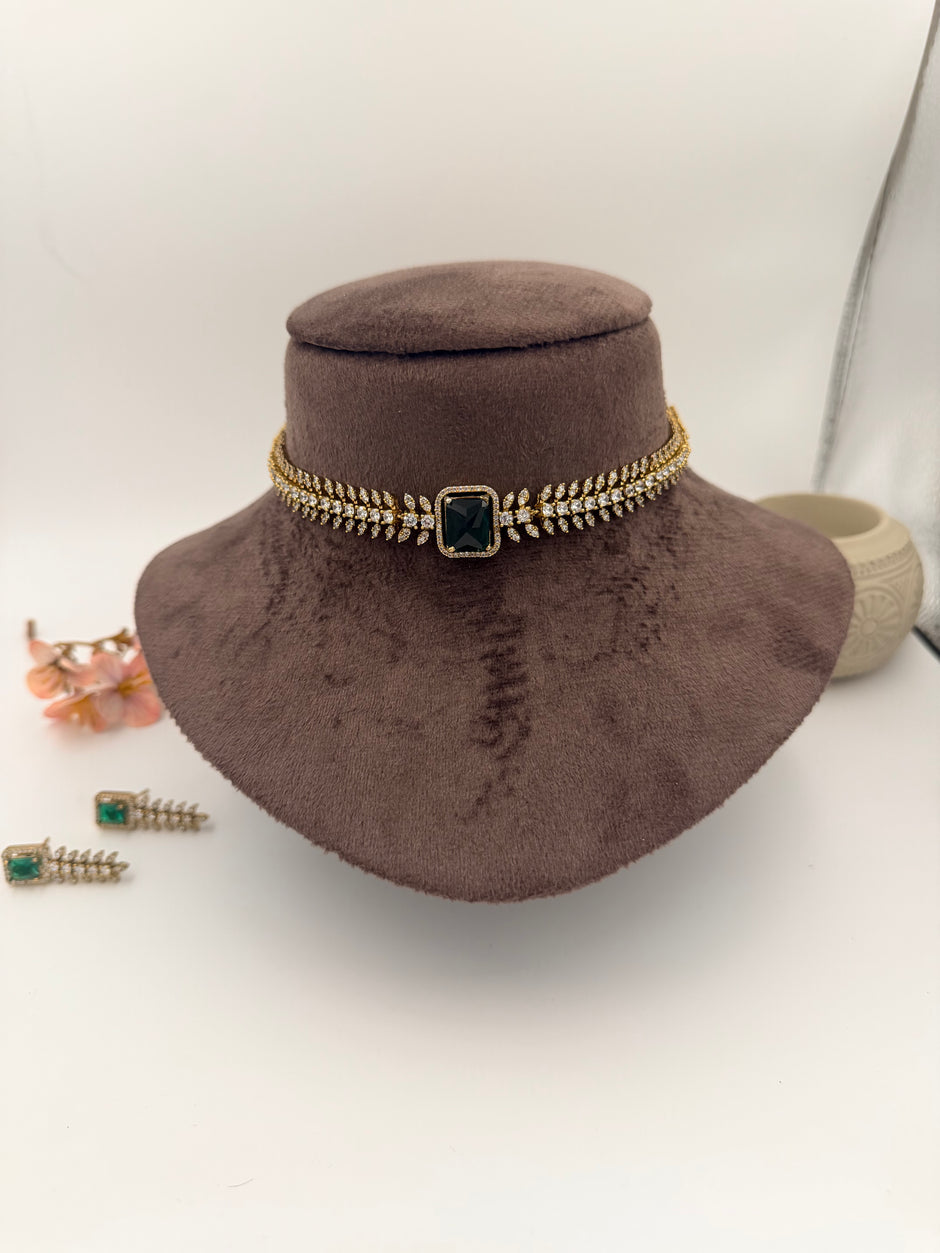 Emerald Leaf Choker Set